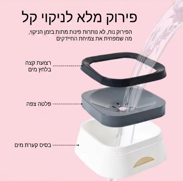 קערת שתייה חכמה לכלב וחתול – מונעת שפיכה ומגנה מחיידקים
