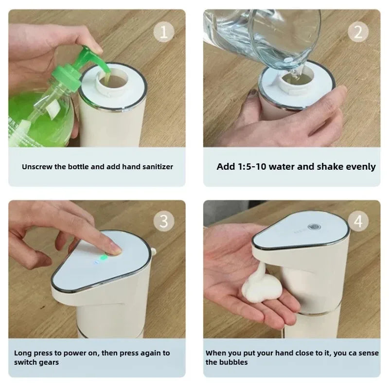 2026 New Automatic Foam Soap Dispensers Bathroom Smart Washing Hand Machine With USB Charging White High Quality ABS Material